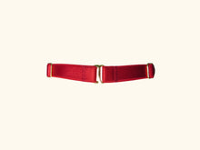Load image into Gallery viewer, Back view of red choker. The elastic is adjustable with gold hardwer on both sides. The back fastens with a g hook.