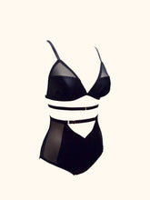 Load image into Gallery viewer, A side front view of the Nina Bralette worn with the Serena Knickers. This shows a styling option.