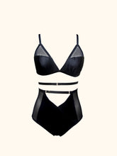 Load image into Gallery viewer, The Serena knickers worn with the Nina bralette. The adjustable waistband on the knickers compliments the adjustable wrap around strap on the bralette. This shows a styling option.
