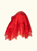 Load image into Gallery viewer, The side of the Olenska cape-let showing how the silk falls in folds from the shoulders.
