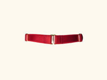 Charger l&#39;image dans la galerie, Back view of red choker. The elastic is adjustable with gold hardwer on both sides. The back fastens with a g hook.
